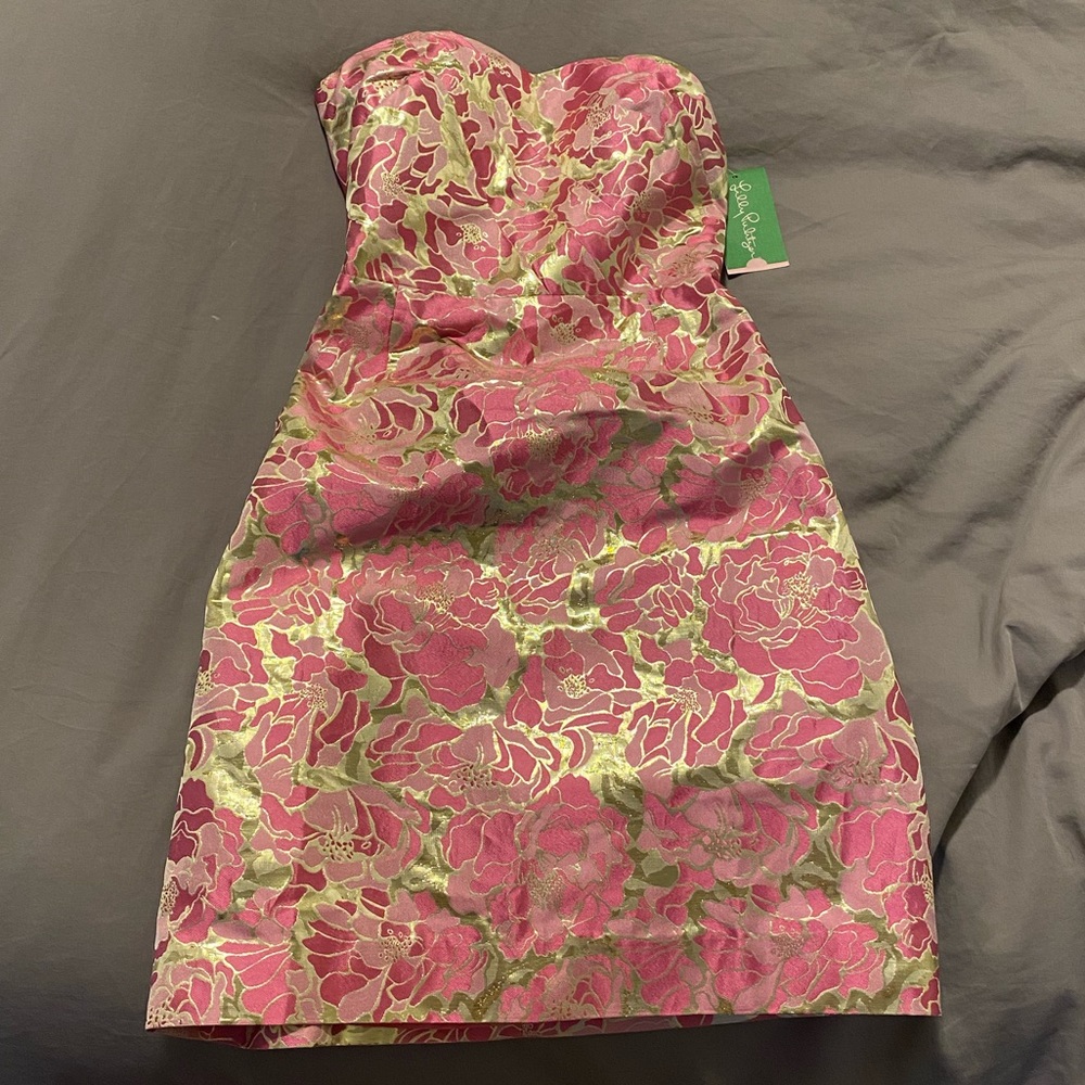 NWT Lilly Pulitzer pink/gold dress 💕🎉 - Picture 3 of 8